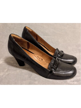 Söfft Women's Black Leather Heeled Loafers US Size 10 CC07